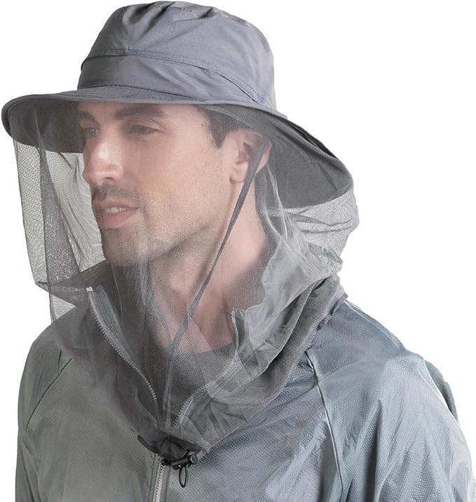 Fishing Hat Sun Protection Hat Mosquito Head Net for Outdoors Bucket Hat with Hidden Net Mesh