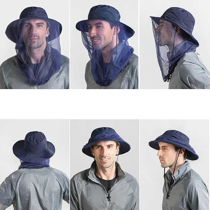 Peicees Head Net Hat for Men Women Adventure Fishing Hat Safari Hat for Hunting Camping Hiking