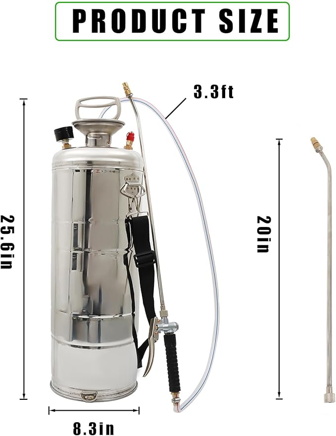 HOSTIC 3.5 Gallon Stainless Steel Sprayer Hand Pump Sprayer with Pressure Gauge Safety Valve Adjustable Nozzle for Gardening Lawn and Cleaning