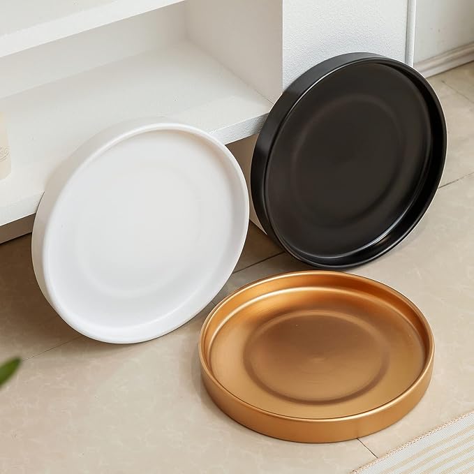 15 Inch Ceramic Saucer - Ceramic Drainage Tray for Plant Pot (Matte Gold)
