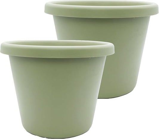 The HC Companies Classic Round Plastic Plant Pot w/Rolled Rim - Lightweight & UV Resistant Flower Pot for Herbs & More - Outdoor & Indoor Plant Pots w/Drainage (20 inch Seafoam, Pack of 2)