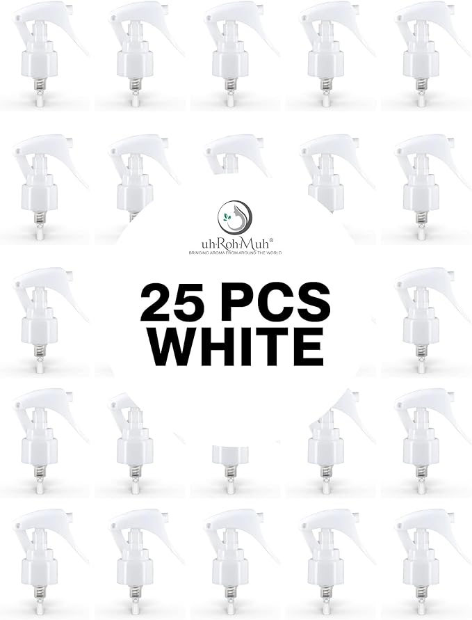 uh*Roh*Muh 24/410 Mini Trigger Sprayer (Pack of 25) White - Smooth Skirt Design, Easy Fit, Adjustable Spray Nozzle - Perfect for DIY, Home, and Garden Use