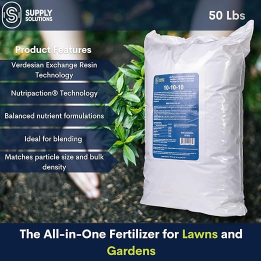 10-10-10 Complete Lawn & Garden Granular Fertilizer with Micronutrients – Balanced NPK Plant Food for Soil Health, Blooms & Roots – Safe for Vegetables, Fruits, Lawns (50 Pounds)