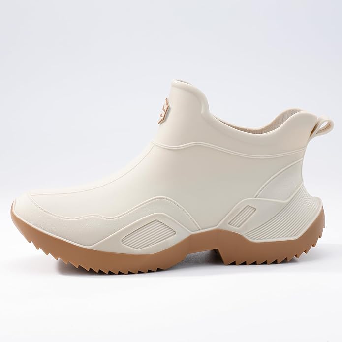 Women's Ankle Rain Boots - Slip On Waterproof Festival & Garden Shoes for Men - Comfortable Lightweight Rubber Wellies with Decorative Buckle