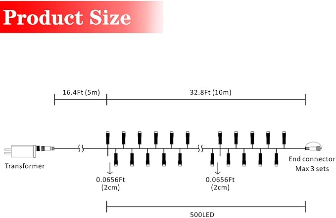 AWQ 500 LED 49ft Christmas Cluster Lights Christmas Decoration String Lights for Xmas Home Garden Wedding Party Xmas Tree Bedroom Indoor Outdoor Decor (Multicolor)