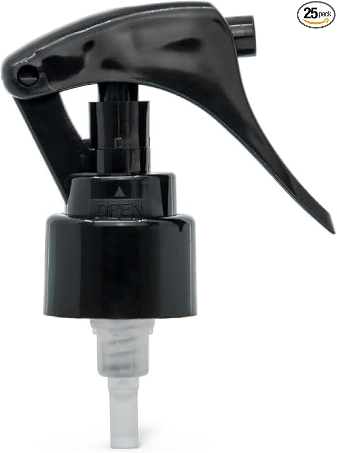 uh*Roh*Muh 24/410 Mini Trigger Sprayer (Pack of 25) Black - Smooth Skirt Design, Easy Fit, Adjustable Spray Nozzle - Perfect for DIY, Home, and Garden Use