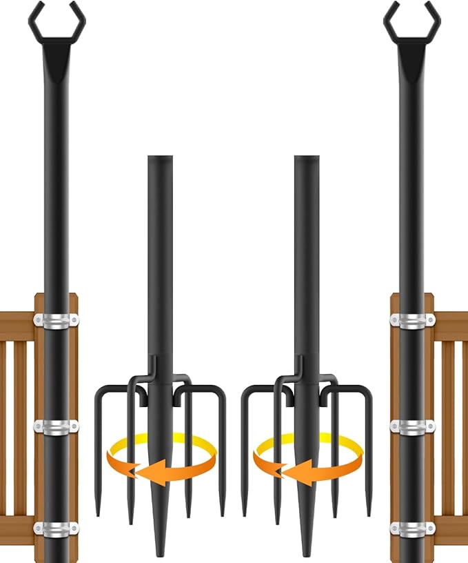 2 Pack String Light Poles,Metal Poles for Hanging Outdoor Light Strings,7 Pack 10 FT Light Poles Stand for Outside Garden,Patio,Wedding,Backyard,Deck,Party