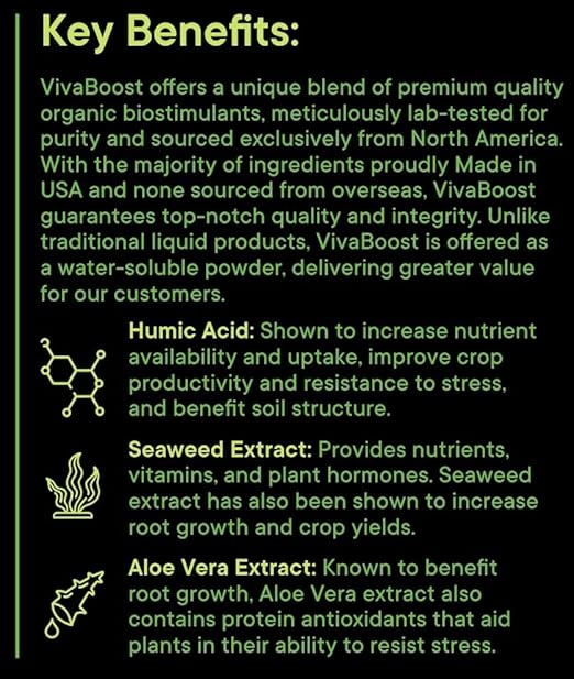 VivaBoost™ Premium Organic Biostimulant Blend, Made in USA, OMRI Listed Organic Fertilizer. Boost Vegetables, Blooms, and Indoor Plants. Fertilizer Booster, 1 Lb.