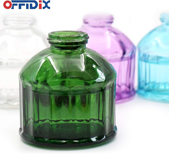 OFFIDIX Glass Plant Mister, 6.3 Inches Tall Vintage Style Spritzer Bronze Plastic Top Pump One Hand Watering Can Indoor Plant Spray Bottle for Garden, Plants, Cleaning (Dark Green)