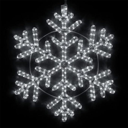 Wintergreen Lighting 24" LED Snowflake Hanging Christmas Light Decoration for Indoor Outdoor Use, 42 Point Rope Light (Cool White)