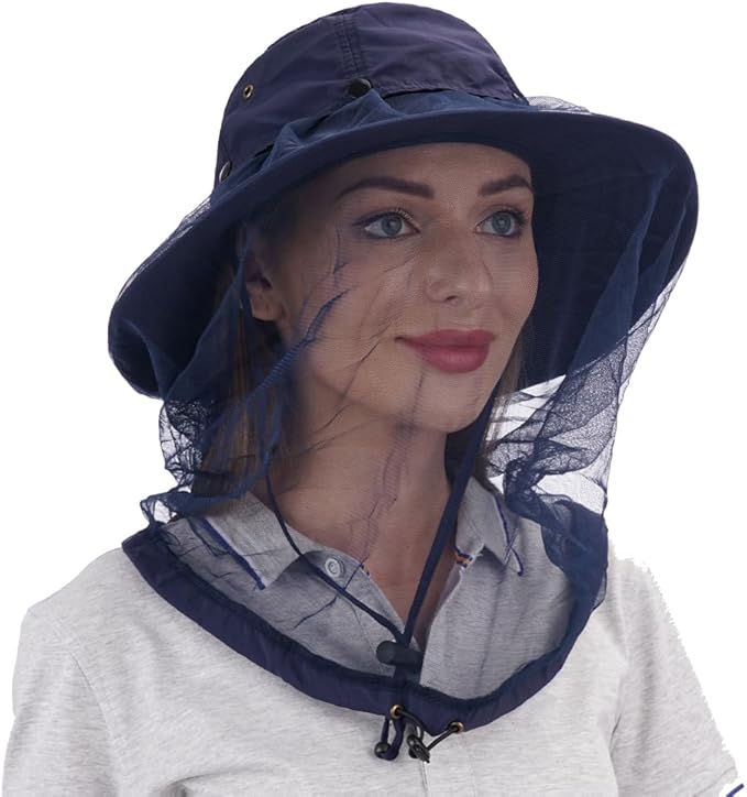 USHAKE Head Net Hat, Safari Hat Sun Hat Bucket Hat with Hidden Net Mesh