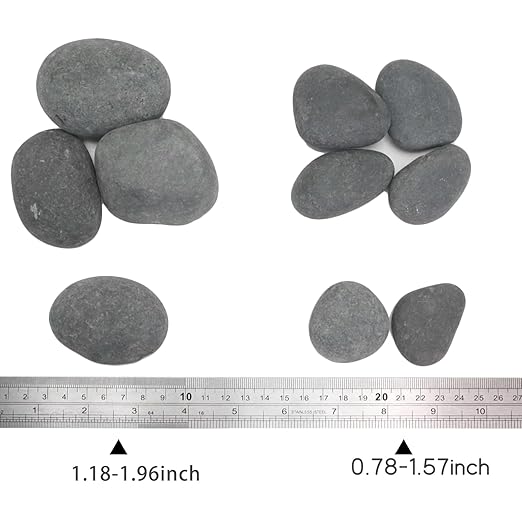 20LB Black Stones Pebbles River Rocks, Natural Beach Pebbles, Garden Decorative Stones-1-2 Large Plant Rocks,Ideal for Aquarium, Home Decor