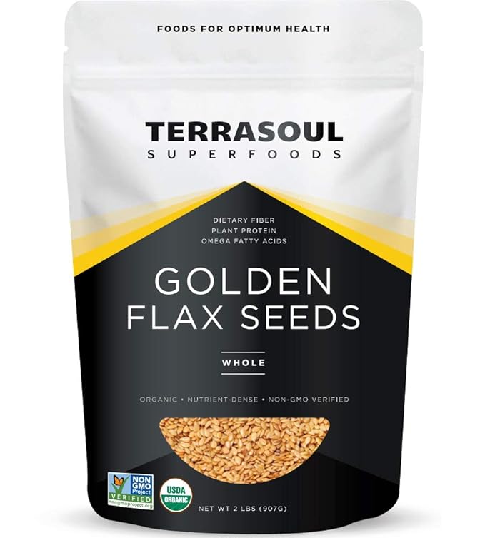 Terrasoul Superfoods Organic Golden Flax Seeds, 2 Lbs - Fiber | Protein | Omega Fats