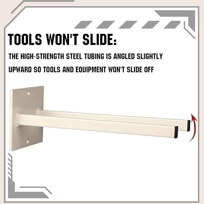 Zonon 2 Pcs Extra Wide Wall Mounted Tool Rack for Trimmers Blowers and Stepladders Heavy Duty Powder Coated Steel Storage Organizer for Garage Shed Workshop Tool Holder
