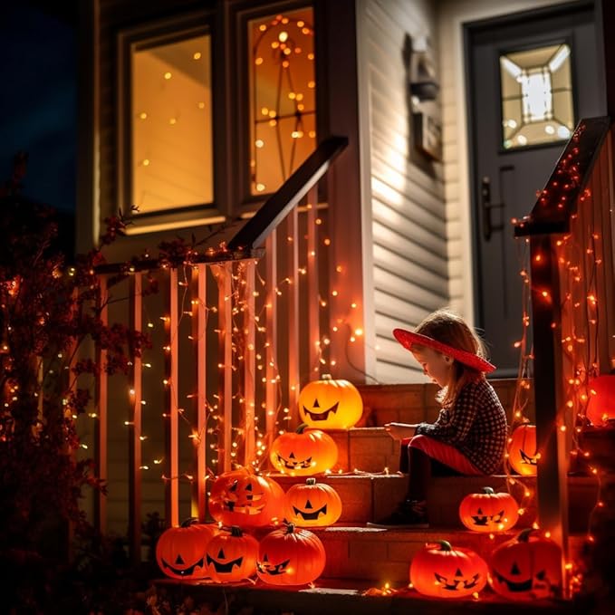 JMEXSUSS 600 LED Orange Lights for Halloween Decorations, Halloween String Lights Outdoor, Orange String Fall Light Plug in for Indoor Room Tree Yard Party Fall Decor