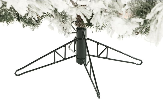 Fraser Hill Farm 7.5-ft. Snowy Pine Flocked Christmas Tree, Fake Snowy Artificial Tree, Festive Indoor Holiday Decoration