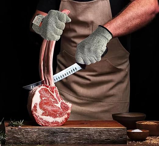 Cut Resistant Gloves, 8 Pairs of Food Grade Cut Resistant Gloves, Cutting Gloves for Kitchen, Oyster Shucking, Fish Fillet Processing, Carving Wood and Gardening(Medium)