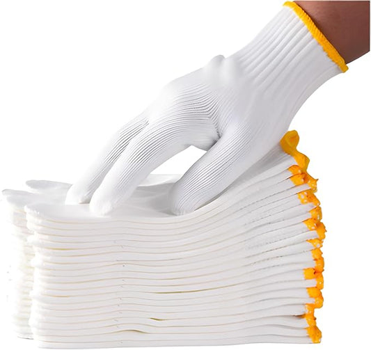 Unisex white cotton polyester knitted safety gloves,suitable for gardening,warehouse,cooking work-12/36/240 pairs