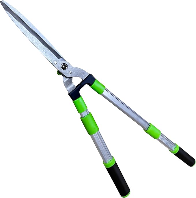 Extendable Hedge Shears - Professional Garden Trimmer with Straight Blade, Adjustable Handle for Borders, Bushes & Pruning, Heavy Duty Bush Cutter & Gardening Scissors