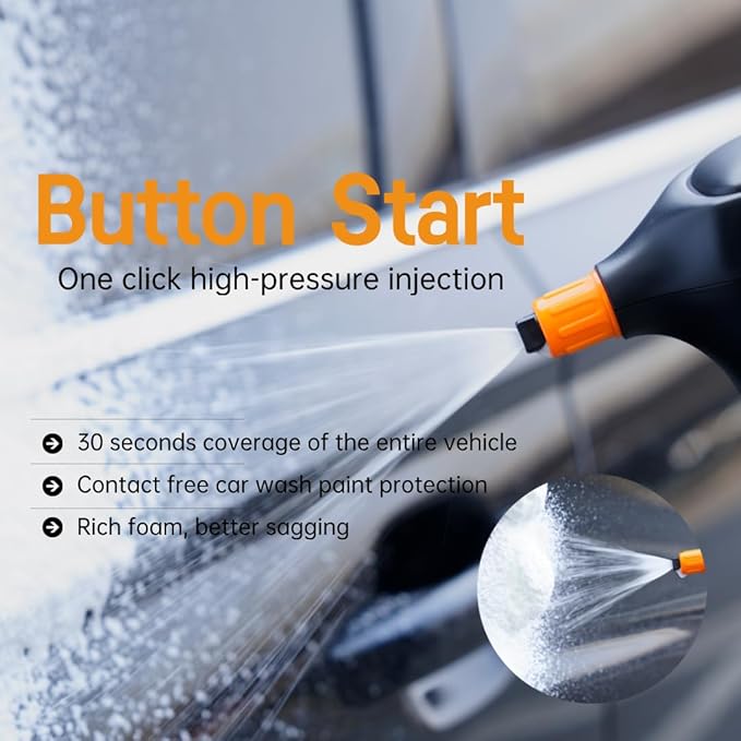 2L Electric Foam Sprayer Acid&Alka Resistant HDPE Sprayer Bottle USB Rechargeable Portable Pump Spray Multi-Function for Car Detailing, Garden Watering, Home Cleaning (Black)