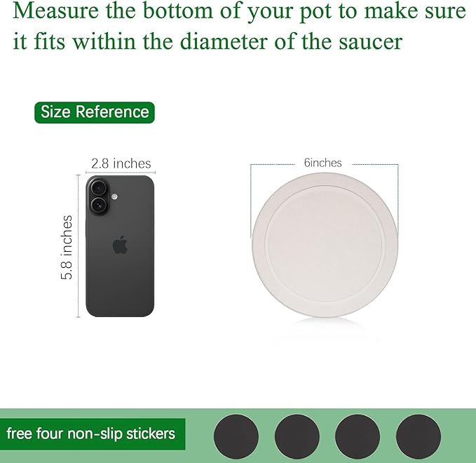 Plant Saucer Flower Pot Saucers Plant Trays for Pots Instant Dry Diatomaceous Earth Round Plant Drip Trays for Indoors Keeping Counter and Floors Dry and Clean (2Pcs White Small)