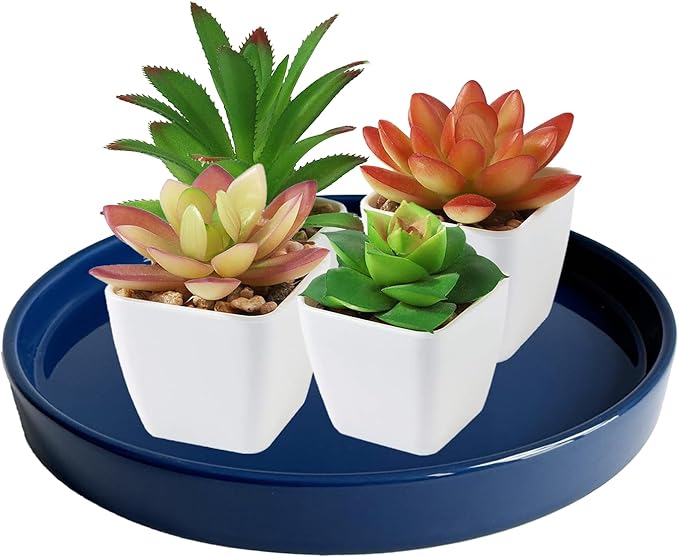 Ceramic Plant Saucer Blue Deep Glazing Pot Tray - 15 inch1 Pack, Planter Saucers Water Drip Trays for Indoors Outdoor, Thick Durable Sturdy Flower Pot Saucers for Glazing Pots Base, (15"/13.5"-Size)