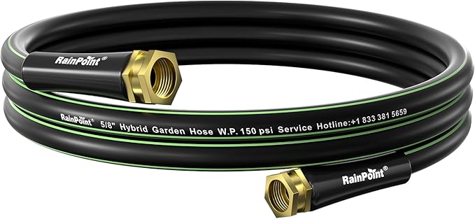 RAINPOINT Short Leader Garden Hose 10ft x 5/8", Water Hose Heavy Duty, Flexible, Lightweight Durable Hybrid Hose with Swivel Handle for Yard, Car Wash, Pets, No Kink, Female to Female Fittings