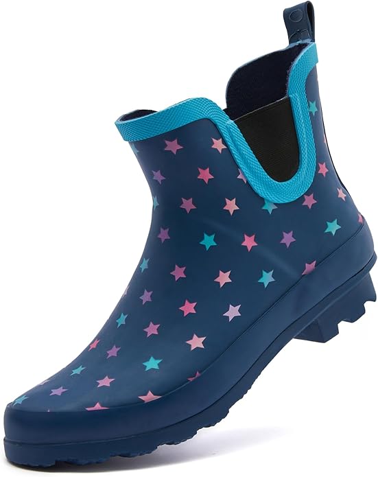 SWIFTFROG Rain Boots for Women - Waterproof Ankle Garden Shoes Anti-Slipping Floral Printed Rainboots for Ladies Stylish Light Ankle Rain Shoes, Women's Rain Footwear