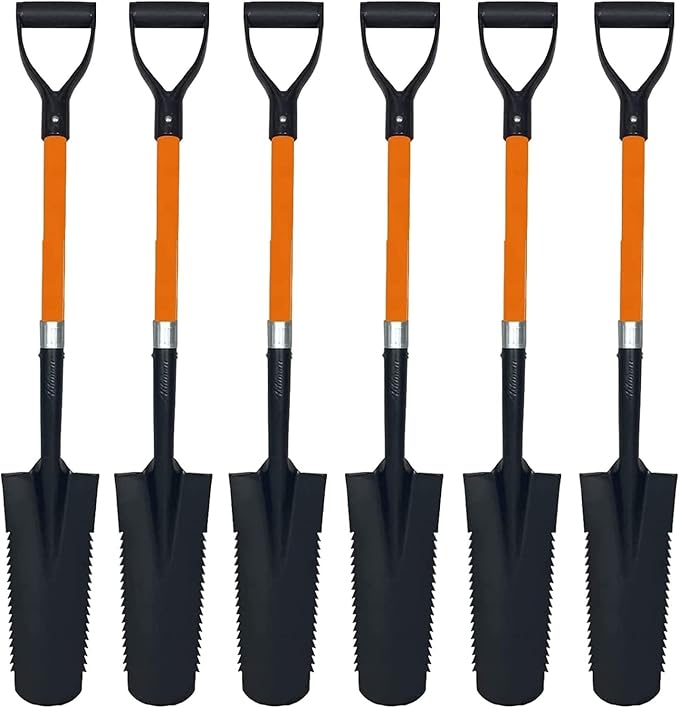 Ashman Short Handle Drain Spade Teeth Shovel (6 Pack), Sharp Shooter Shovel, Trenching Spade, Drainage Spade - Perfect Razor Blade Trenching Shovel D-Grip for Digging and Trenching and Transplanting.