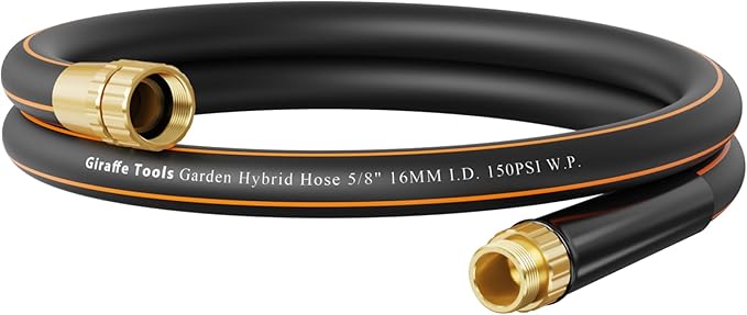 Giraffe Tools Garden Hose 6ft x 5/8", Short Water Hose Lightweight, Flexible Hose with Swivel Handle, Male to Female Fittings