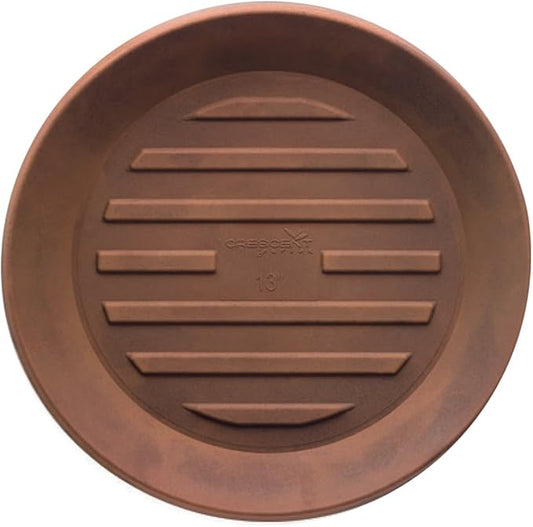 Crescent Garden Universal Round Planter Saucer, Durable Drainage Dish for Plant Pots, Heavy-Duty Plant Dishes Saucer, Indoor & Outdoor Plant Trays - Rust (13 inch Inner, 18 inch Outer Diameter)