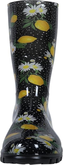Asgard Women's Mid Calf Rain Boots Printed Waterproof Rubber Boots Short Garden Shose