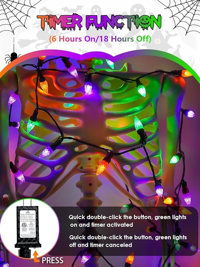 240 LED 78FT C6 Halloween String Lights, Super Long Halloween Lights Outdoor Indoor with 13 Modes & Timer, Waterproof Fairy Twinkle Light Plug in for Tree Horror Party Decor (Orange Purple and Green)