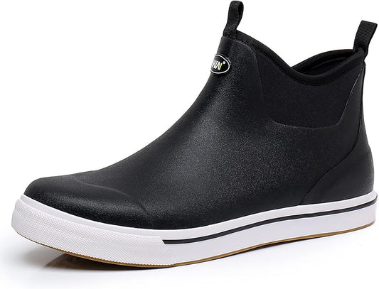 WTW Unisex Rain Boots for Men and Women Waterproof Rubber Fishing Deck Boots Neoprene Boots Slip on Ankle Garden Shoes