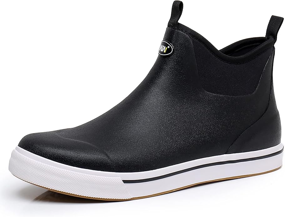 WTW Unisex Rain Boots for Men and Women Waterproof Rubber Fishing Deck Boots Neoprene Boots Slip on Ankle Garden Shoes
