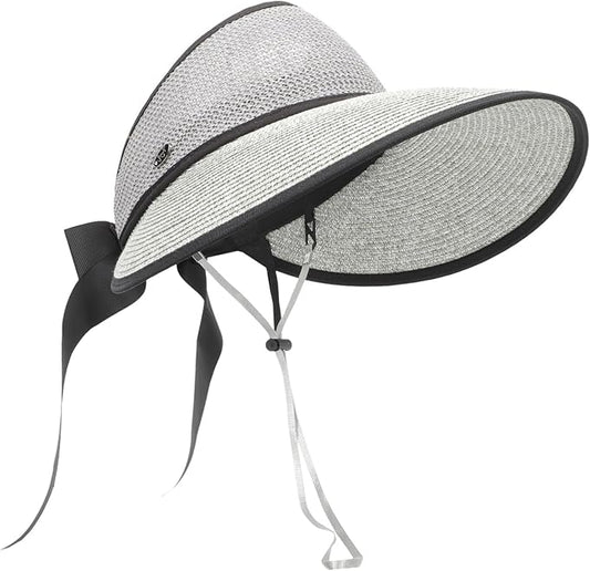 Wide Brim Woven Summer Straw Hat for Women Open-top Sunshade Beach Hat with Design Breathable Cooling Outdoor Sun Protection for Hiking Pool Fishing and Garden Activities