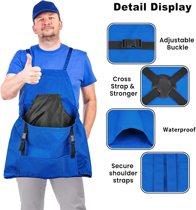 Gardening Apron, Garden Apron with Quick Release Pockets,Water Resistant Oxford with Adjustment Cross Strap,Farm Work