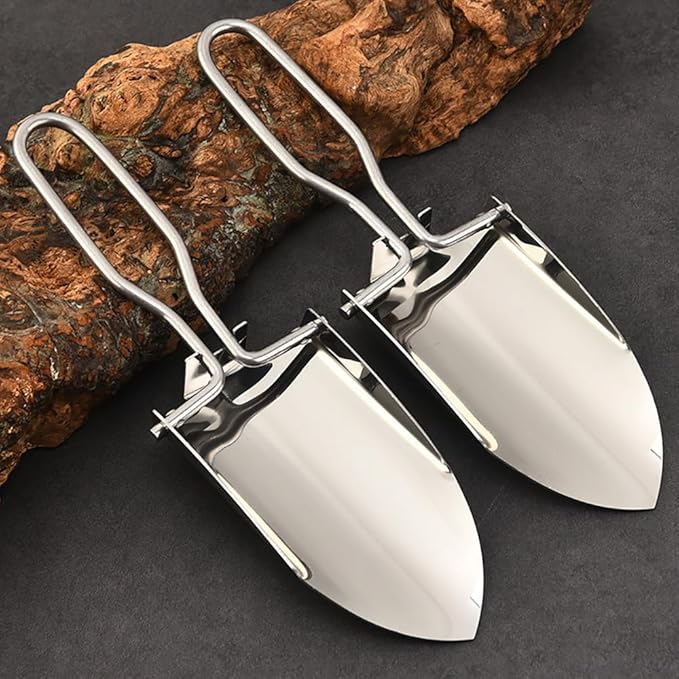 Kaxich 2Pcs Portable Folding Shovel Mini Camping Entrenching Shovels Multi-Function Spade with Storage Bag for Outdoor Backpacking Gardening Camping Hiking
