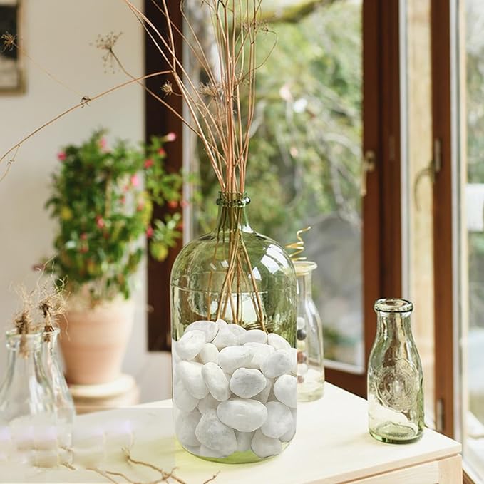 5 lbs White River Rocks for Plants, 1-2 Inch Pebbles for Indoor Plants, Decorative Gravel Stones for Succulent, Cactus, Landscaping, Vases, Aquariums, Crafting and Garden