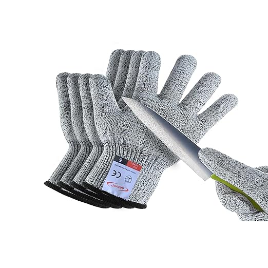 2 Pairs Cut Resistant Gloves for Kids 10-13 Years, Level 5 Protection Cutting Gloves Food Grade for Cooking, Whittling, Wood Carving, Gardening and DIY(Grey-XS)