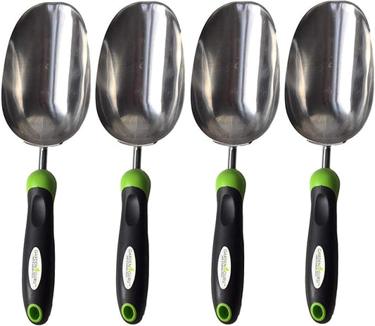 Garden Guru Super Strong Garden Scoop Trowel Shovel Transplanter - Stainless Steel - Rust Resistant - Ergonomic Grip - Perfect Hand Shovel for Gardening Transplanting and Digging (4 Pack)