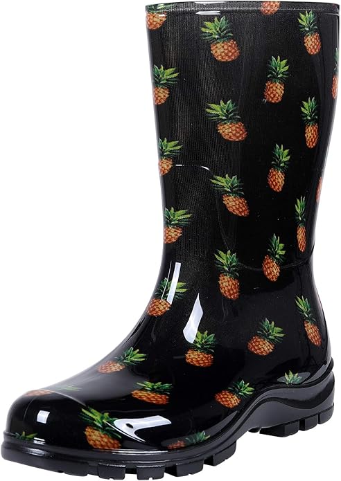 Asgard Women's Mid Calf Rain Boots Printed Waterproof Rubber Boots Short Garden Shose