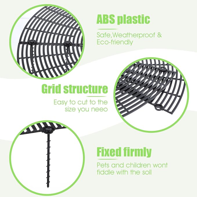 4 Pcs Plant Pot Grids, 11.8in and 20.5in Cuttable Grid Flower Pot Covers with 40 Stakes, ABS Plant Flower Protectors, Pet Digging Stoppers for Indoor Outdoor Plants