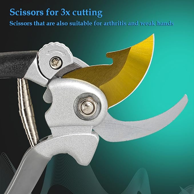 Ultra Sharp Germany Titanium Steel Pruning Shears - Cuts 3X Easier, Weak Hand Arthritis Snips, Rust-Resistant, Effortlessly 1-Inch Cut Capacity Garden Scissors, Ergonomic Handle (gt-o3, 1)