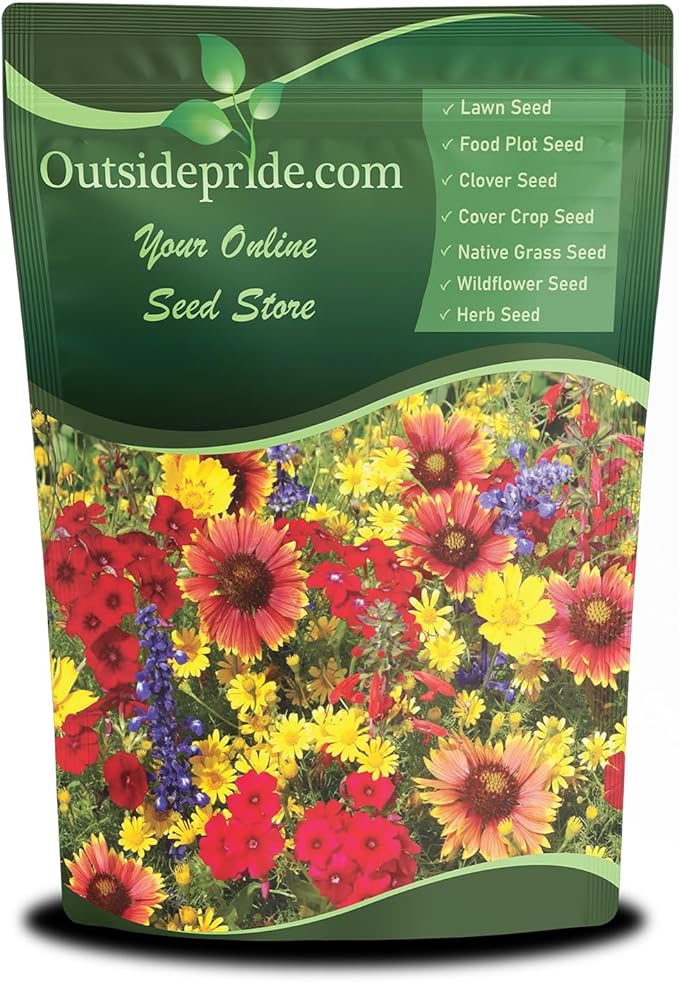 Outsidepride Texas & Oklahoma Wildflower Seed Mix - 1/4 lb Drought-Tolerant, Blend of Annual & Perennial Flower Seeds for Vibrant, Pollinator-Friendly Gardens, Thrives in Full Sun & Well-Drained Soil