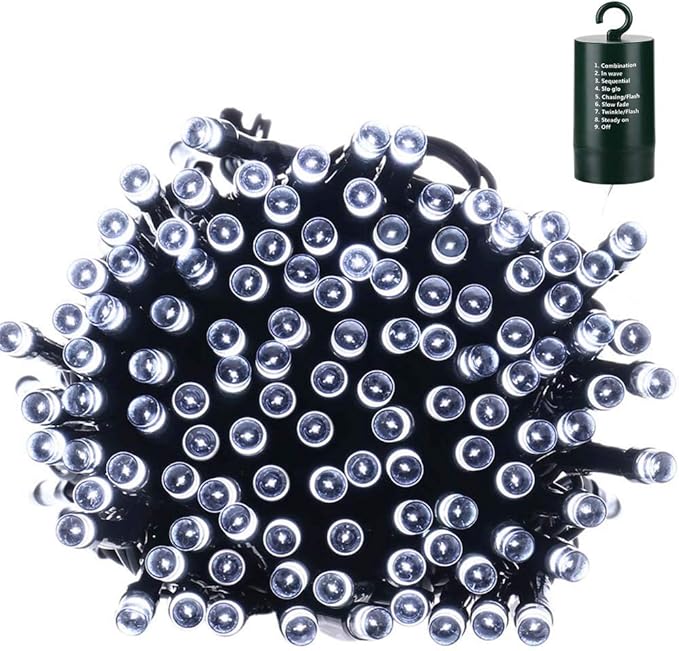 LYHOPE Christmas Lights, 200 LED 72ft 8 Modes Battery Operated Waterproof Fairy Christmas String Lights for Outdoor & Indoor, Patio, Lawn, Landscape, Garden, Wedding, Holiday (Cool White)