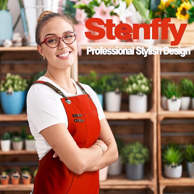 Kitchen Apron, Work Apron, Canvas, Multiple Pockets, Gardening, Painting, BBQ, Artist, Carpenter, Sizes M to XXL, Red