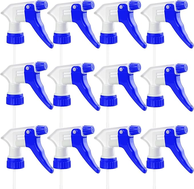 Spray Bottle Nozzles Plastic Heavy Duty 12Pcs Trigger Spray Nozzle Replacement Head Leak Proof Water Bottle Spray Nozzles Adjustable Head Sprayer (12, Blue)