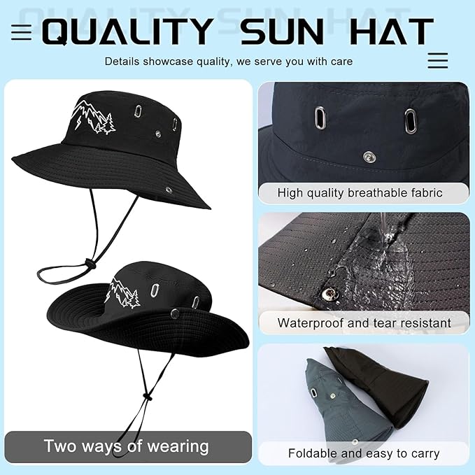 Bucket Hats for Men Sun Hats Bucket Fishing Hat for Men Wide Brim Cowboy Hiking Hat for Mens
