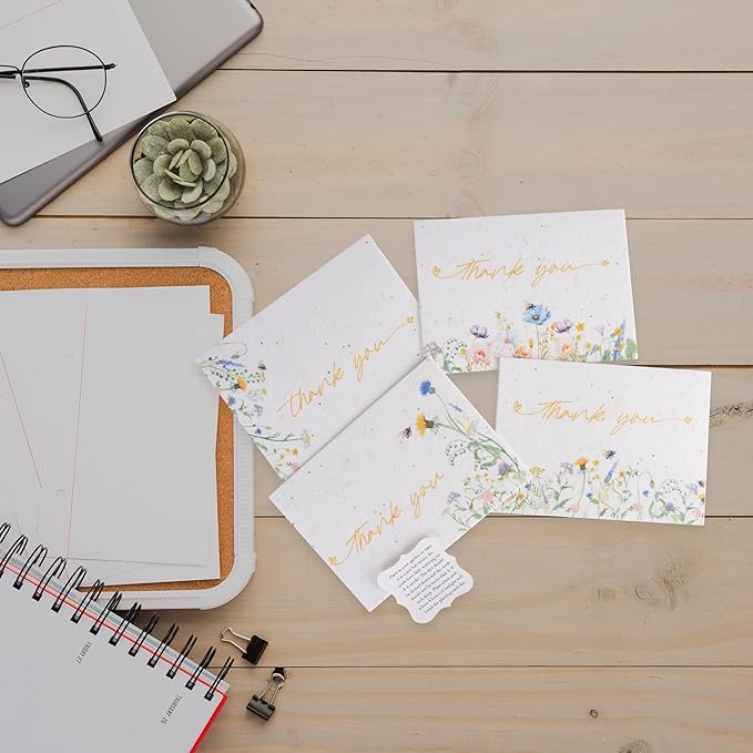 Thank You Set Greeting Card – Plantable Wildflower Seed Paper for Gifts, Special Events Like Mother's Day, and Other Milestone Celebrations